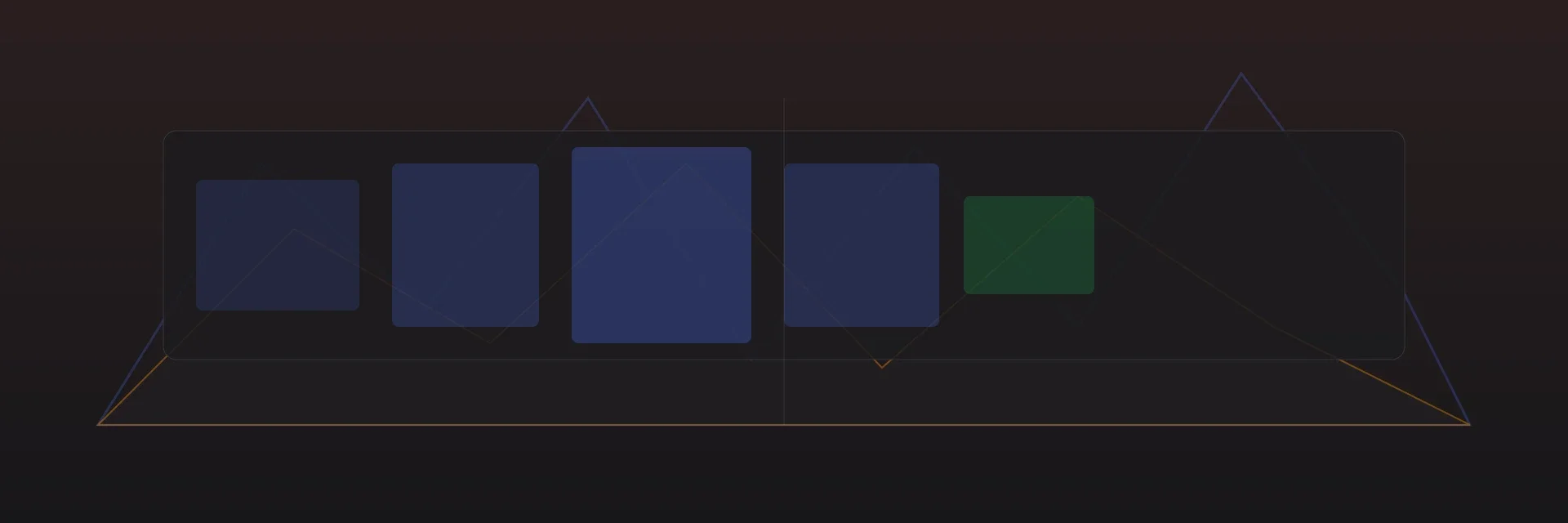 Abstract hero: rising backlog curve and relief panel on a dark background