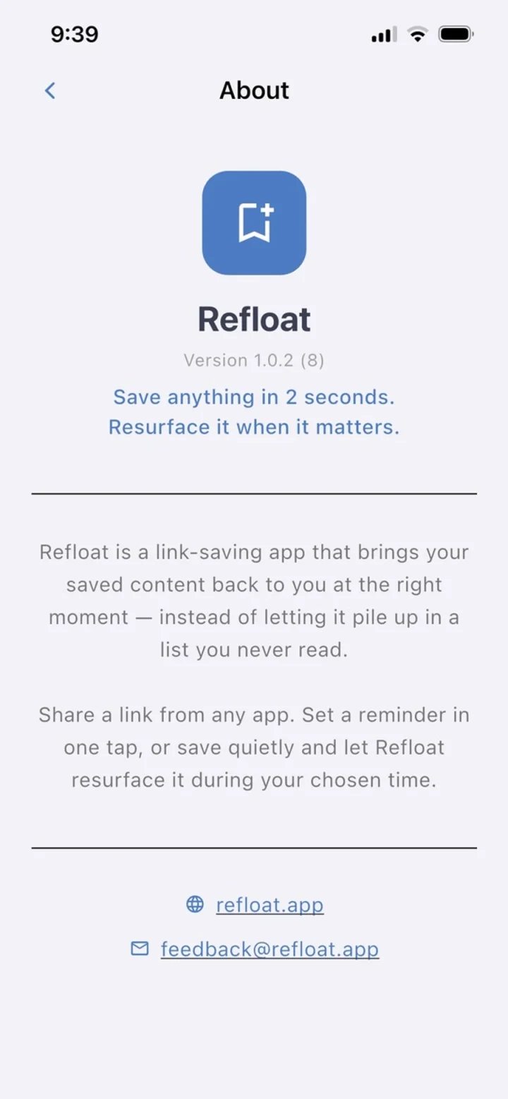 Refloat About copy on save and resurfacing