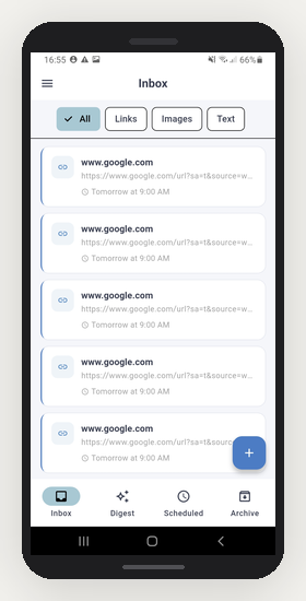 Refloat inbox with saved links